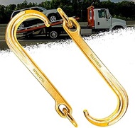 TOYO-INTL 2pcs 15" Inch J Tow Hook with Link, Heavy Duty G70 Tow Axle Strap Wrecker Roll Back Clevis
