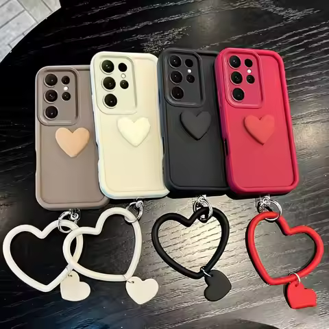 Y8S Y9S Y6 Y7 Y9 Prime 2019 Cute 3D Love Heart+Bracelet Silicone Phone Case For Huawei Mate 70 60 50