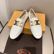 TODS Inspired High-Quality Soft Leather Flat Shoes with Metal Twist Buckle