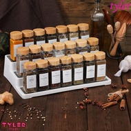 TYLER Spice Jars, Glass Square Spice Bottle, 120ml Perforated with Bamboo wood lid Transparent Seasoning Bottle Cabinet