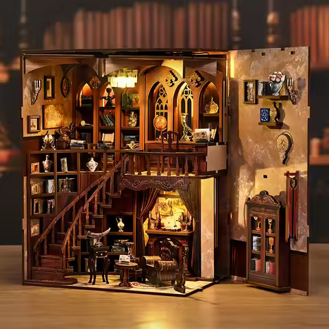 DIY Book Nook Kit - 3D Wooden Ancient Rhyme Library Creative Christmas & Black Friday Gift Miniature