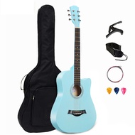 กีตาร์สำหรับมือใหม่ 38 นิ้วพร้อมกระเป๋ากีต้าร์โปร่งกีต้าร์โปร่ง 38 นิ้วครบชุด Acoustic guitar