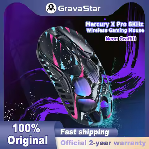 GravaStar Mercury X Pro Tri-Mode Wireless Gaming Mouse, 8K Receiver, Magnesium Alloy Lightweight, Lo