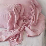 70 色麻枕套，一側有荷葉邊 |定制尺寸枕套