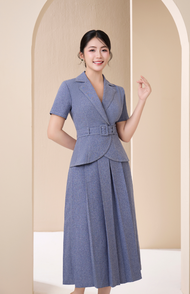 (ESSENTIAL LINES) Set Hilary thiết kế dáng cổ vest kèm chân váy dài