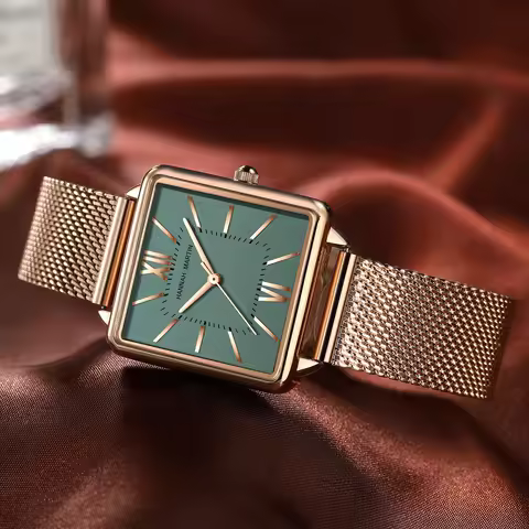 Japan Quartz Movement High Quality 34mm Hannah Martin Women Stainless Steel Mesh Rose Gold Waterproo