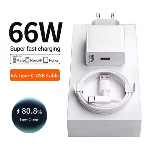 66W Super Fast EU Wall Charger For Huawei Mate 40 50 60 P50 Nova 8 9 10 Honor 90 100 X7 X8 X9 Magic 