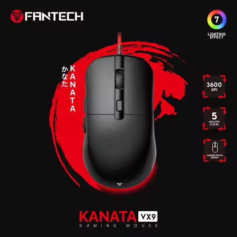 FANTECH KANATA VX9 Gaming Wired Mouse Huano Switch 5 Million Clicks RGB 77g Light Mice 3600dpi Game