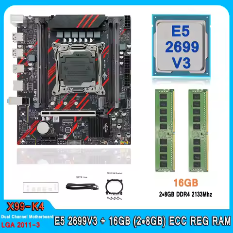 X99 Motherboard Kit with Xeon E5 2699 V3 CPU Set LGA 2011-3 Processor DDR4 16GB(2*8GB) 2133MHz Memor