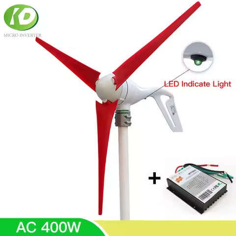 AC 400W Wind Turbine Generator Kit Horizonal Axis Home Micro Windmill With PWM 600W Controller LED L