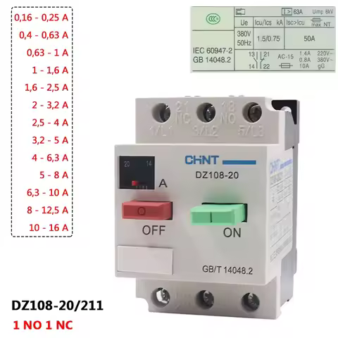 CHINT Original Motor Protector Switch 3 Pole Line Breaker Motor Protection LS Switch 0.1-20A 3VE1 DZ