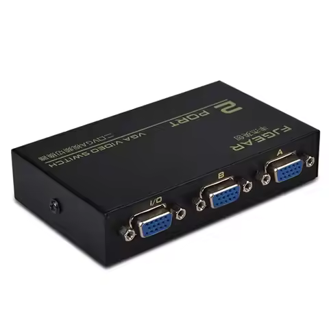 FJGEAR VGA Splitter Box 2 In 1 Out 2 Port 130Mhz Bandwidth VGA Switch 2 For PC To 1 Monitor Switcher