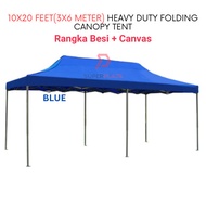 Blue 10x20 Feet Heavy Duty Folding Canopy Tent Kanopi Bazar Pasar Malam Khemah