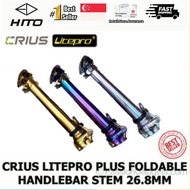 CRIUS Litepro PLUS Foldable Handlebar Stem 26.8mm Fixed Handle Post Stand Pipe For Folding bike