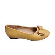 Women's round toe doll shoes with bow pattern, anti-slip rubber sole AT6012