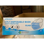 MASKER HIJAB 3 PLY BIRU/ MASKER HEADLOOP / MASKER 3 PLY / MASKER HIJAB