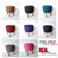 kursi stool bulat | stool sofa warna polos | stool minimalis kain kanvas