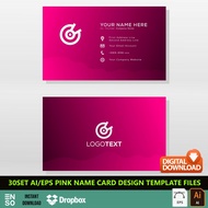 30-Set Ai/EPS Pink Name Card Design Template Files | Editable Adobe Illustrator Digital Design Files