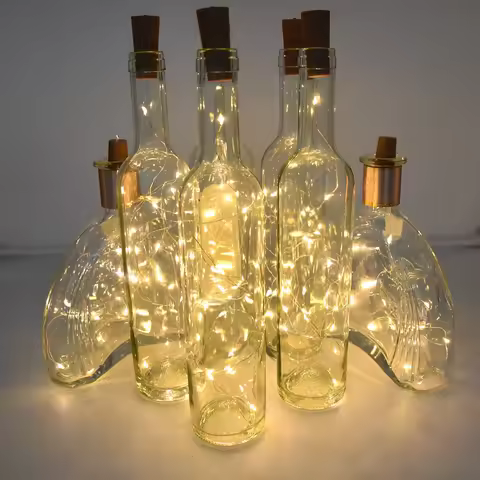 1 string LED wine bottle light, battery powered, decorative mini copper wire fairy tale light, bottl