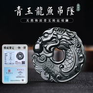Natural Hetian Jade Necklace Sapphire Arowana Safety Buckle Pendant Double-Sided Carving Fish Leap D