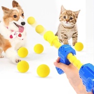 Cat Toys Launch Training Interactive Shooter Gun Teaser Plush Ball Pet Creative Games Stretch Mini P