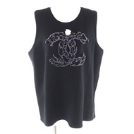 極佳狀態★香奈兒 P64484 100% 羊毛TOP，飾有山茶花胸針，黑色，極其罕見的 50 碼，意大利製造，男女皆宜。