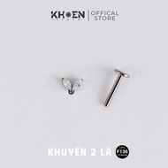 (1 Piece) 2 stone leaf earrings - Titan F136 - Earrings store