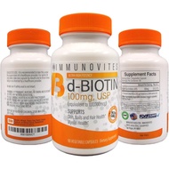 3-Pack High Dose Biotin (as d-Biotin, USP) 100mg (Equivalent to 100,000mcg) 90 Capsules, High Potenc