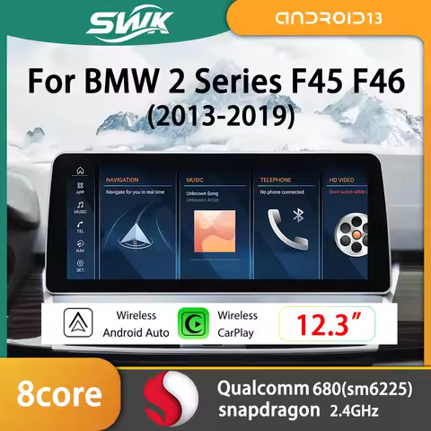 For BMW 2 Series F45 F46 Car Qualcomm 680 Snapdragon 6225 8GB 256GB 12.3inch ID6 ID7 ID8 Android 13 
