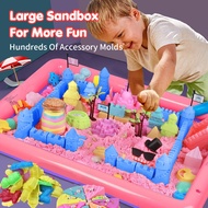 2KG Space Sand Set Kinetic Motion Sand Play Set Non Toxic Colored With Inflatable Pool 108 pcs Molds