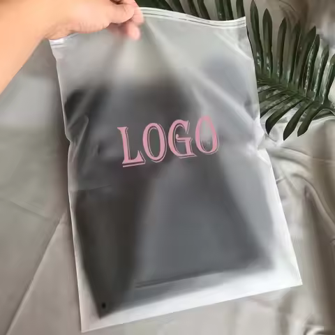 500pcs/lot Custom Logo Resealable Frosted Transparent Clear Ziplock Waterproof Plastic Shopping Bags