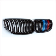 A Pair Front Bumper Kidney Grill Grills Dual Slat M Color For BMW 3 Series E46 4-Door 4D 4DR 2002-20