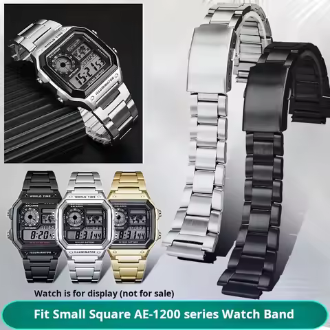 AE1200 Solid Stainless Steel Watch Strap For Casio AE-1200 AE-1300 AE1500 AE1000 18mm Metal Bracelet