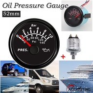 52mm 0-10 Bar 0-145 psi waterproof oil pressure gauge, suitable for automobile truck ship mechanical