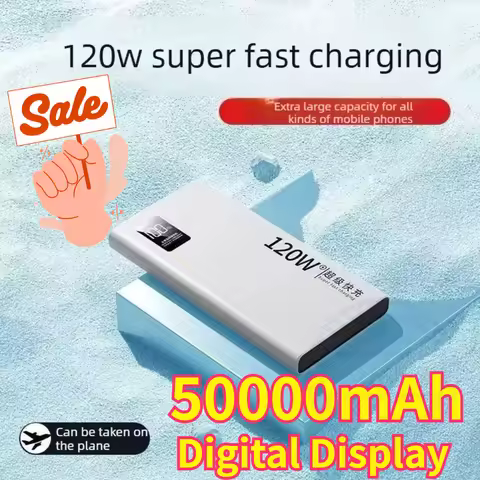 50000mAh 30000mAh 20000mAh 120W PowerBanks Battery Digital Display for Xiaomi IPhone Samsung Powerba