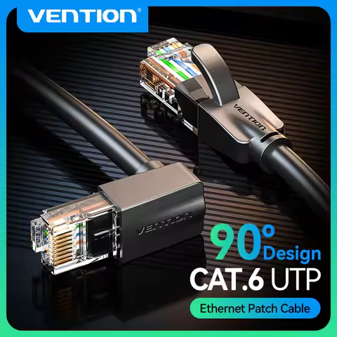 Vention Ethernet Cable Cat6 UTP 90 Degree Downard Right Angle Patch Cord for Laptop Router TV Box Pr