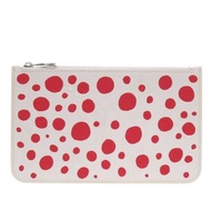 二手LOUIS VUITTONNeverfull 手拿包，無限圓點，草間彌生，白色和RED皮革，LV 1633。