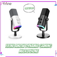 FIFINE XLR/USB dynamic microphone, dynamic microphone with Headphone Jack/RGB/mute, microphone for recording PS4/PS5 Gaming Streams Ampligame AM8W