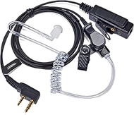YNIBST 2-Way Radio Acoustic Tube Headset Law Enforcement Earpiece with Large PTT Mic for Baofeng UV-