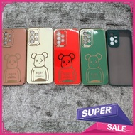 Gold-plated Glossy Soft Silicone Case Protects The Camera With Bear Print Fashionable For Samsung A3