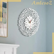 [Amleso2] Ramadan Wall Clock Eid Decorative Wall Clock for Living Room Bedroom Kitchen