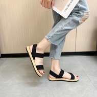 kasut sandal perempuan sandal perempuan bertutup Ethnic Style Straw & Linen Sandals for Summer - Com