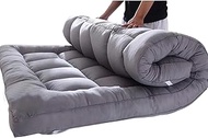 Futon Mattress Japanese Floor Mattress Full Size, Quilted Bed Mattress Topper Foldable Mattress, Thick Folding Sleeping Pad Breathable Floor Lounger Guest Bed (Color : Grey, Size : King)