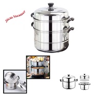 Steamer Fast Heat Kitchen Boiling Soup with Lid Conductivity Dual-purpose 26cm 2Layer Steaming Pot