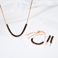HYL JEWELRY 4pcs kalung Titaniun dan anting berlian wanita hadiah kelas atas untuk teman 18K Set Per