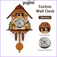 YUJINI Cuckoo Wall Clock, Wall Mounted Non Hourly Chime Wooden Cuckoo Clock, Retro Cuckoo Style Wood
