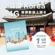 Cool Data Sim - 韓國 4G Sim card 上網卡 - 每日高速數據 【1GB】 後降速至 128kbps - SKT【1天】