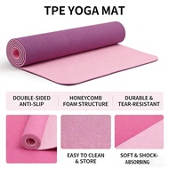 TPE Yoga Mat | Standard Size 183cm × 61cm | Non-Slip & Thick 6mm/8mm