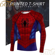 Movie Spider-Man Long-Sleeved T-shirt Marvel Merchandise Sports Tights Men's New Stretch Breathable Quick-Drying Top Outdoor Running Fitness Clothes Role Cosplay Clothes
