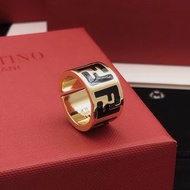 Fendi outlet黑色琺瑯戒指